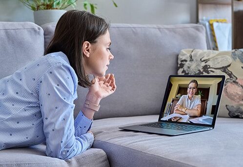 online therapy meeting of young woman